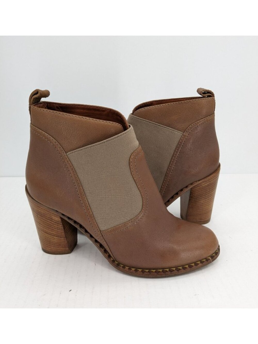 Marc by Marc Jacobs Leather Chelsea Ankle Boots Elastic Block Heel EU Size 38.5